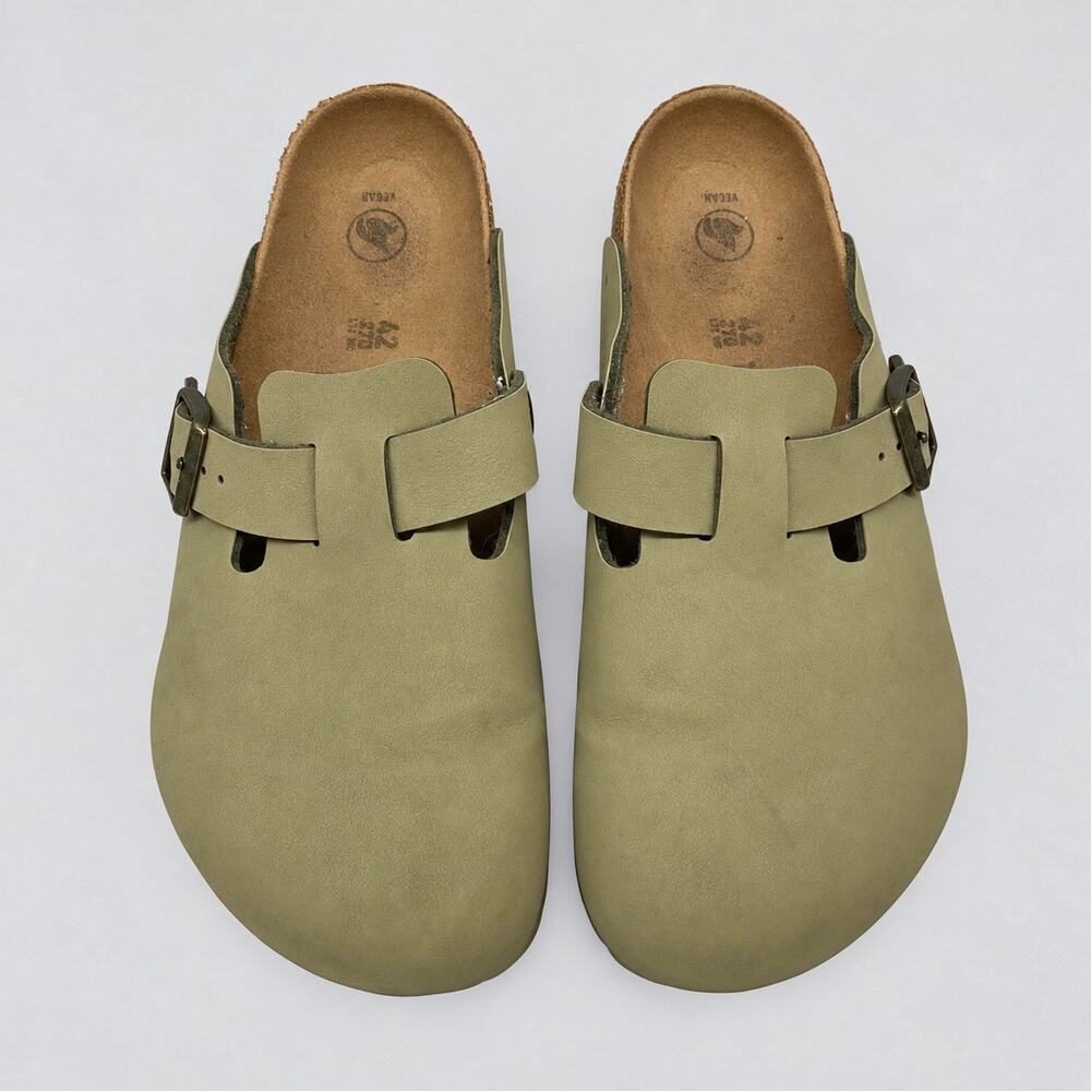 Birkenstock Boston Vegan Khaki Birkibuc Clogs Men’s 9-9.5 EU 42 Made Germany